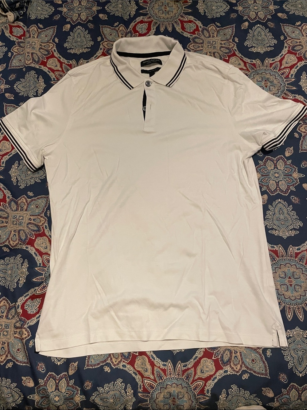 Banana Republic White Polo with Black Contrast Trim